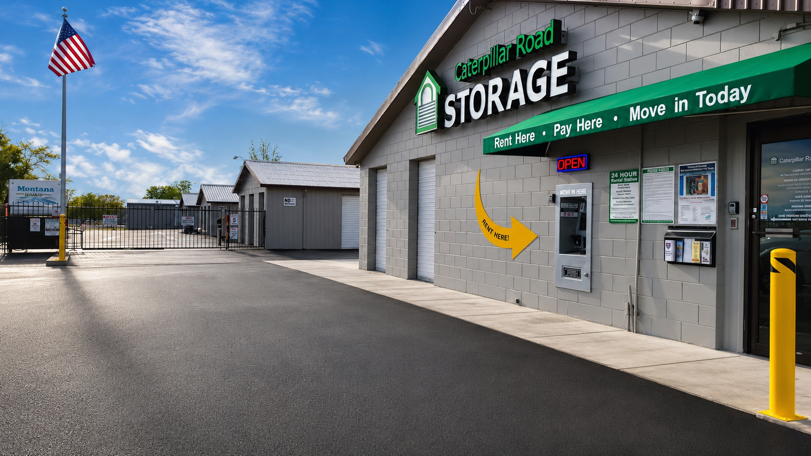 4531 Caterpillar Rd. Reddingstorage.com Caterpillar Rd Storage Entrance